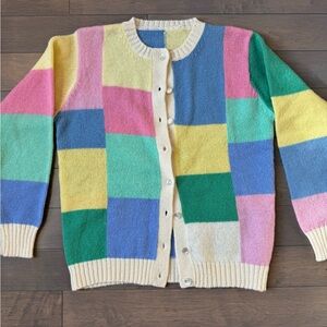 Vintage 90s Patchwork 100% Wool Sweater Orvis (tag missing)